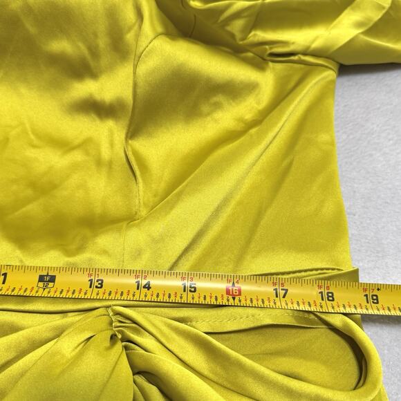 Mac Duggal Ieena 26676 Green Chartreuse Gown 14 Structured Bow Long Sleeve NWT - Picture 10 of 16